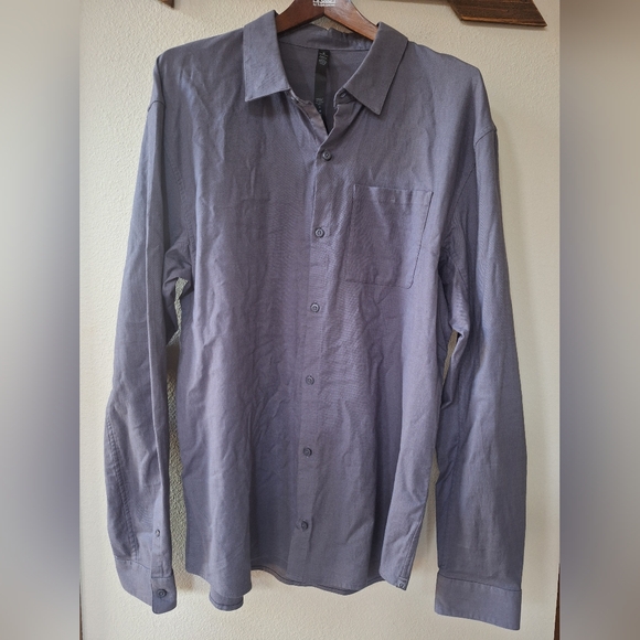 Lululemon Commission shirt Button Down Collared Gray Pocket Mens Size XXL - Picture 1 of 6